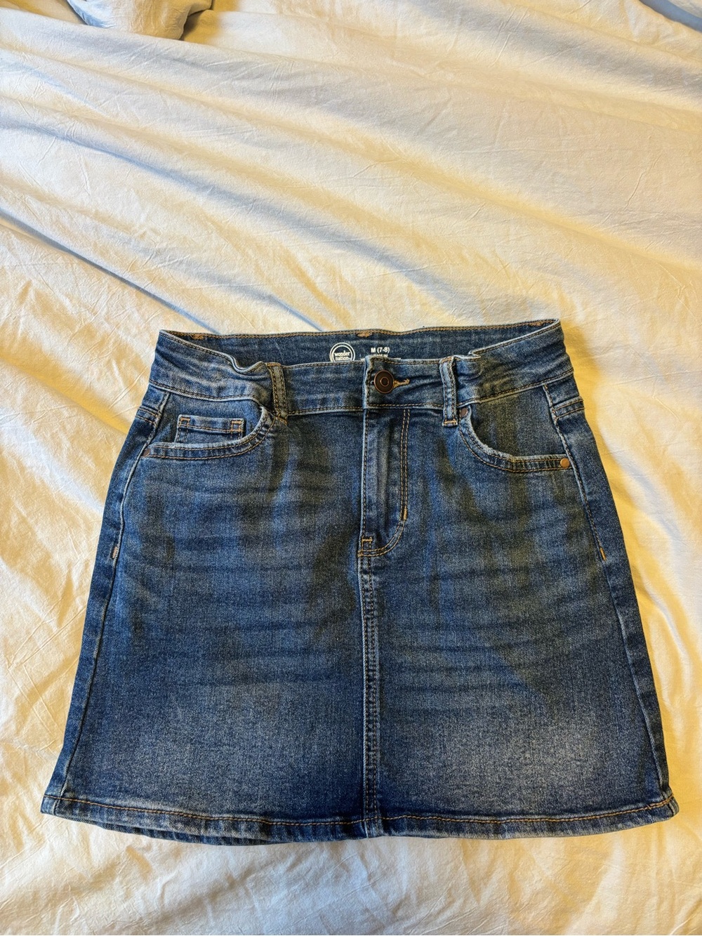 wonder nation Dark Blue Denim Skirt with Front Pockets